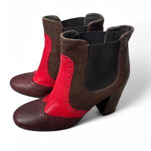 Antropologie Paola Ferri Boots Size 38 Brown & Red Leather